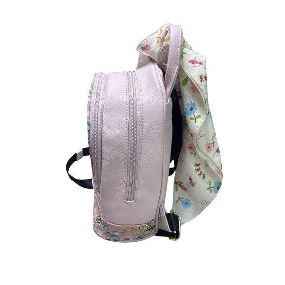 Betsey Johnson Backpack Purse Pink Bubble Bee Floral With Scarf tie - Picture 6 of 10